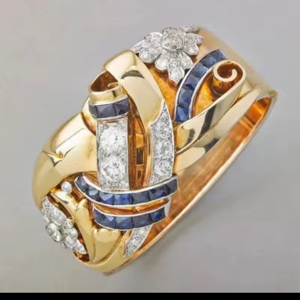 Kay Jewelers 18k  Gold Plated and Sapphire Blue Ring